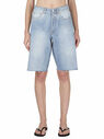 VETEMENTS Denim Shorts with Logo Patch Blue flvet0247016blu