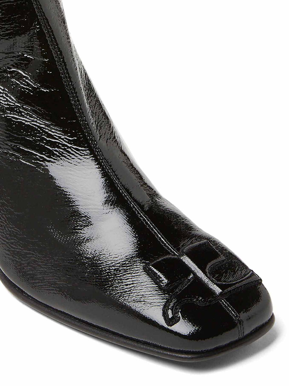 Vinyl Square Toe Boots with Logo