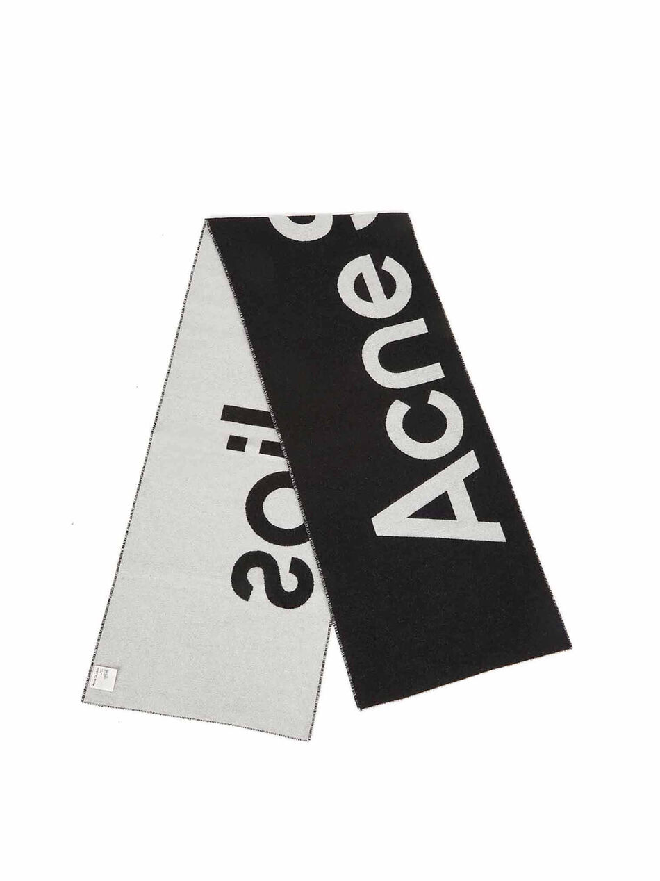 Black Logo Wool Scarf