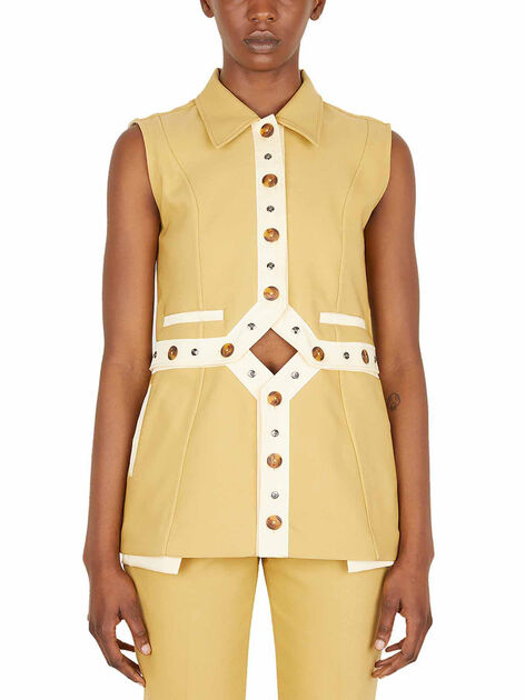 Sleeveless Jacket with Cut-Out Detail