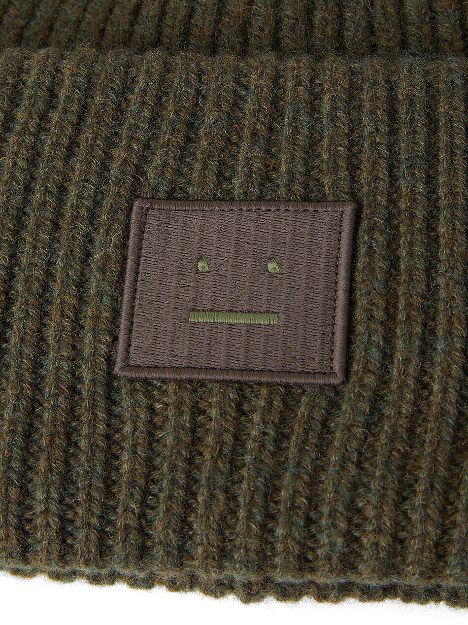 Pansy N Face Beanie Hat in Khaki