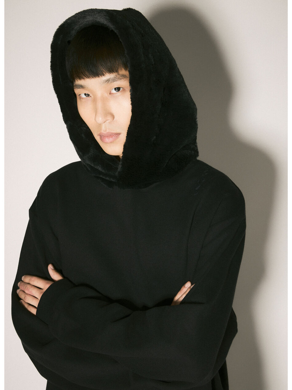 Faux-Fur Hood Sweatshirt