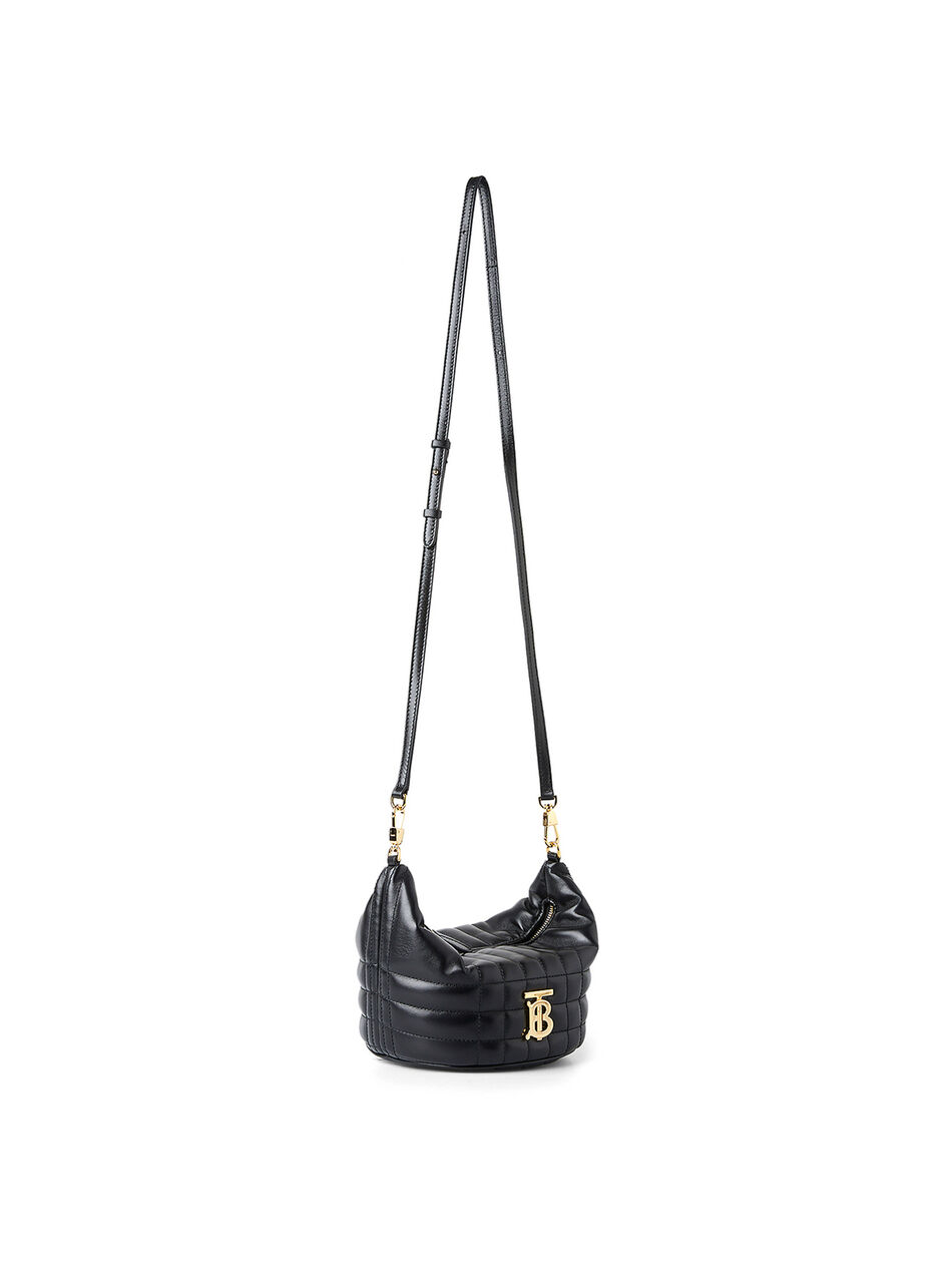Lola Black Leather Crescent Shoulder Bag