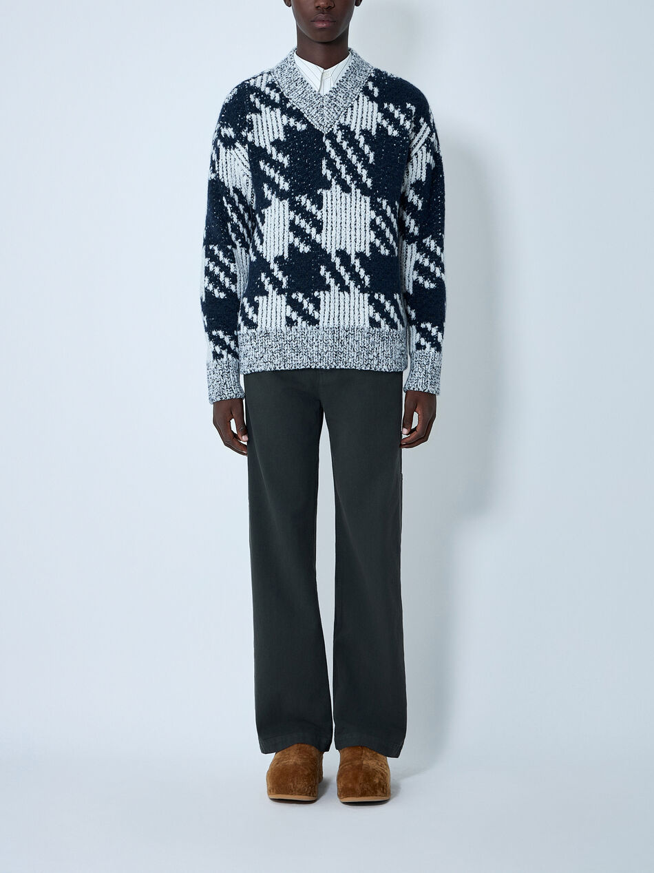 Check Wool-Blend Sweater