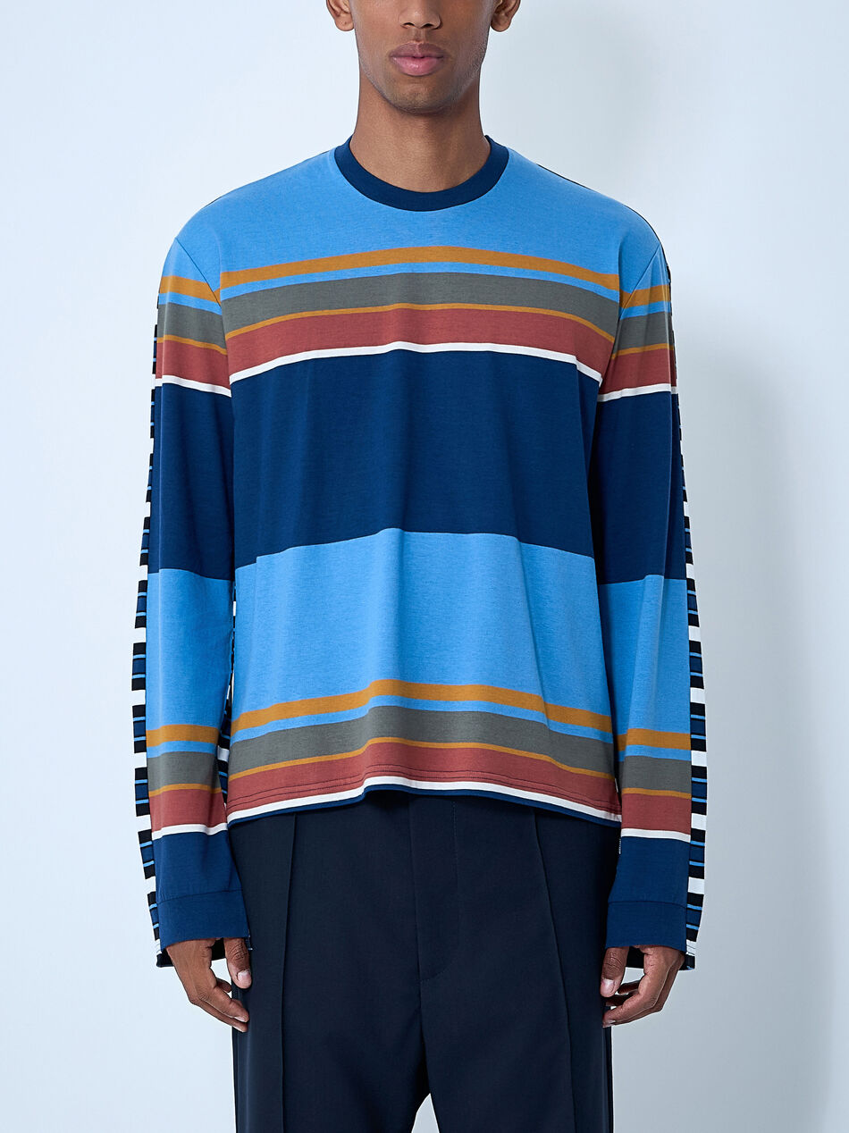 Striped Logo Motif T-Shirt