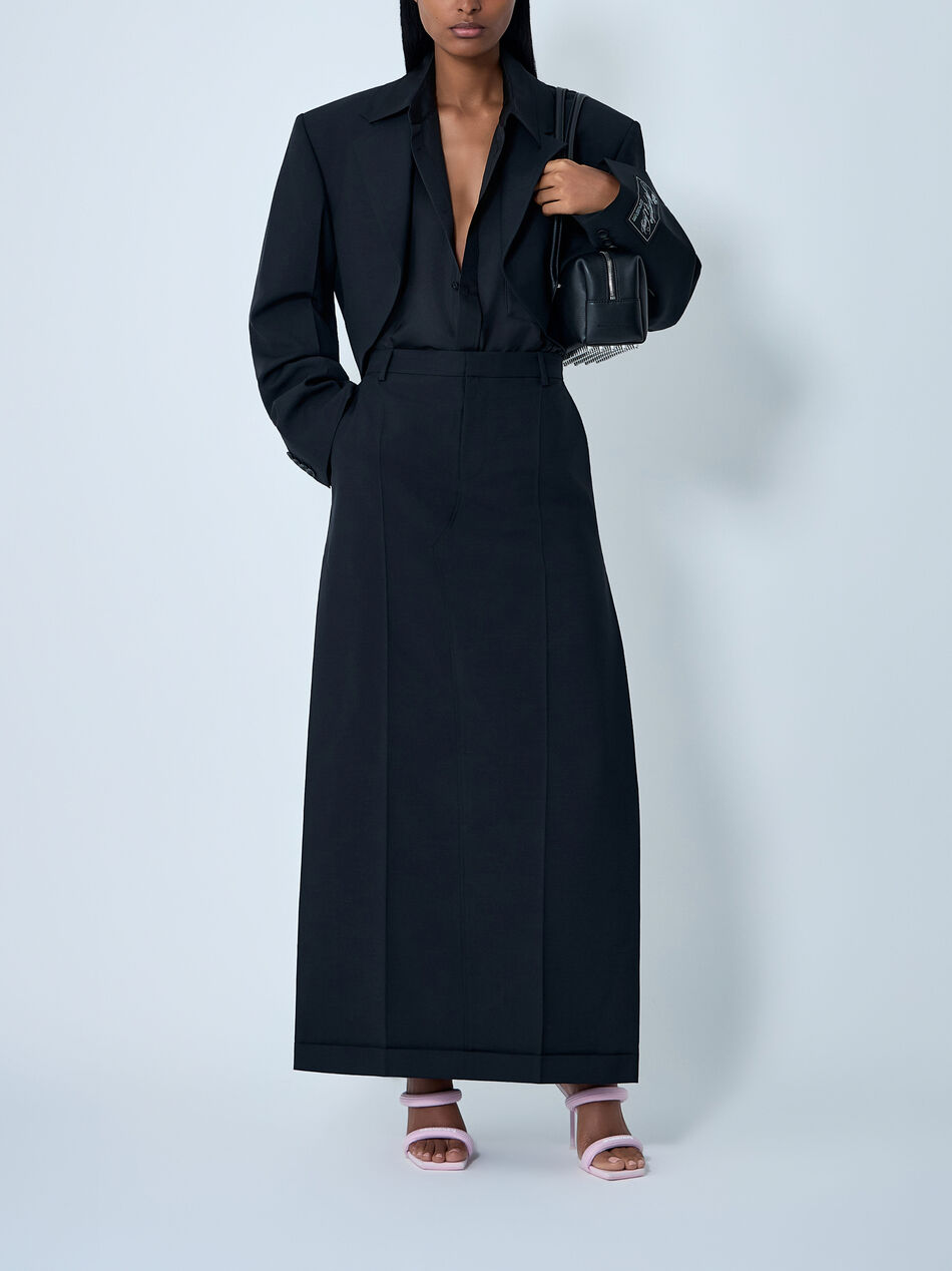 Tailored Wool-Mohair Maxi Skirt