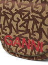 GANNI Banner Saddle Jacquard Shoulder Bag Brown flgan0250020brn