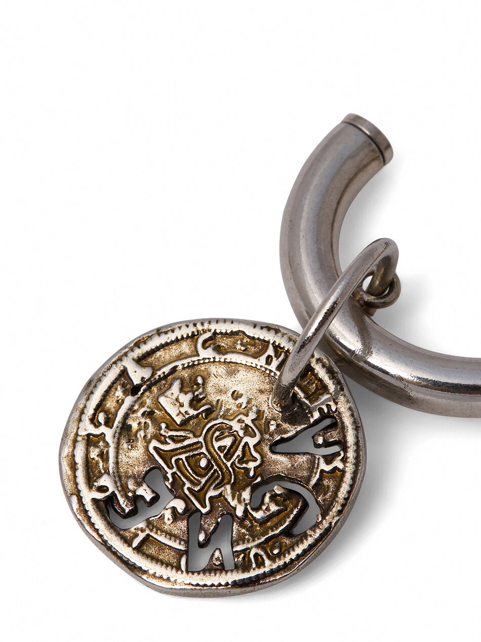 Coin Charm Earring in Silver