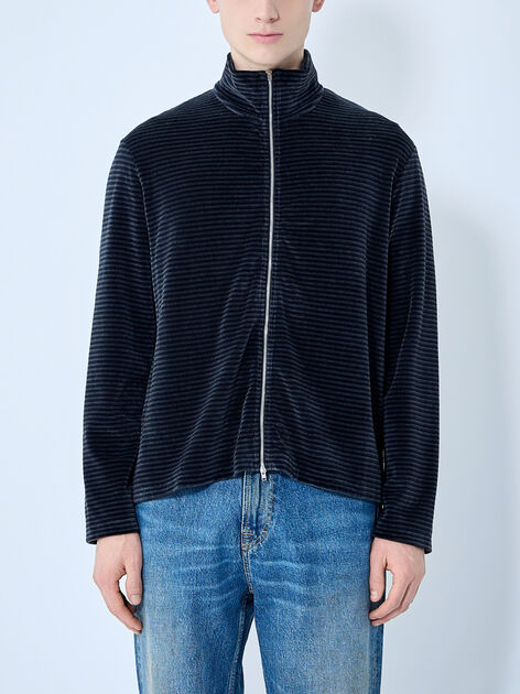 Phantom Stripe Velour Zip-Up Sweatshirt
