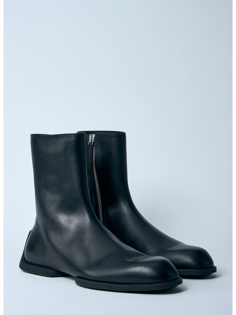 Leather Zip-Up Ankle Boot