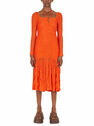 GANNI Stretch Dress with Square Neckline Orange flgan0248043ora