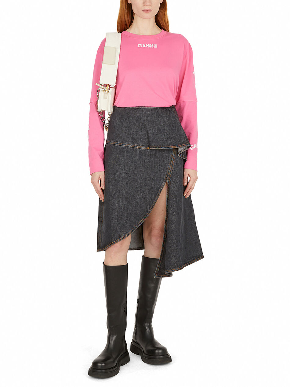 Light Jersey Layered Long Sleeve T-shirt Shocking Pink