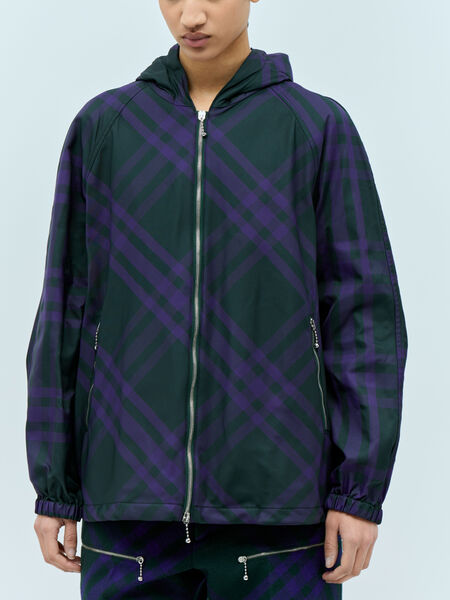 Check Nylon-Twill Windbreaker Jacket