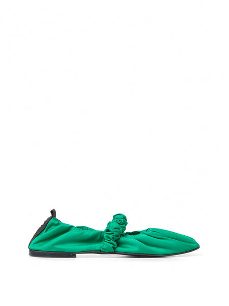 Soft Square Toe Scrunchie Ballerina Satin Kelly Green
