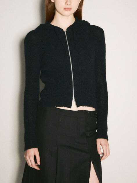 Compact Hooded Zip-Up Cardigan