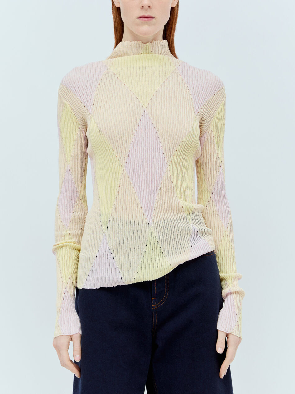 Argyle High-Neck Sweater