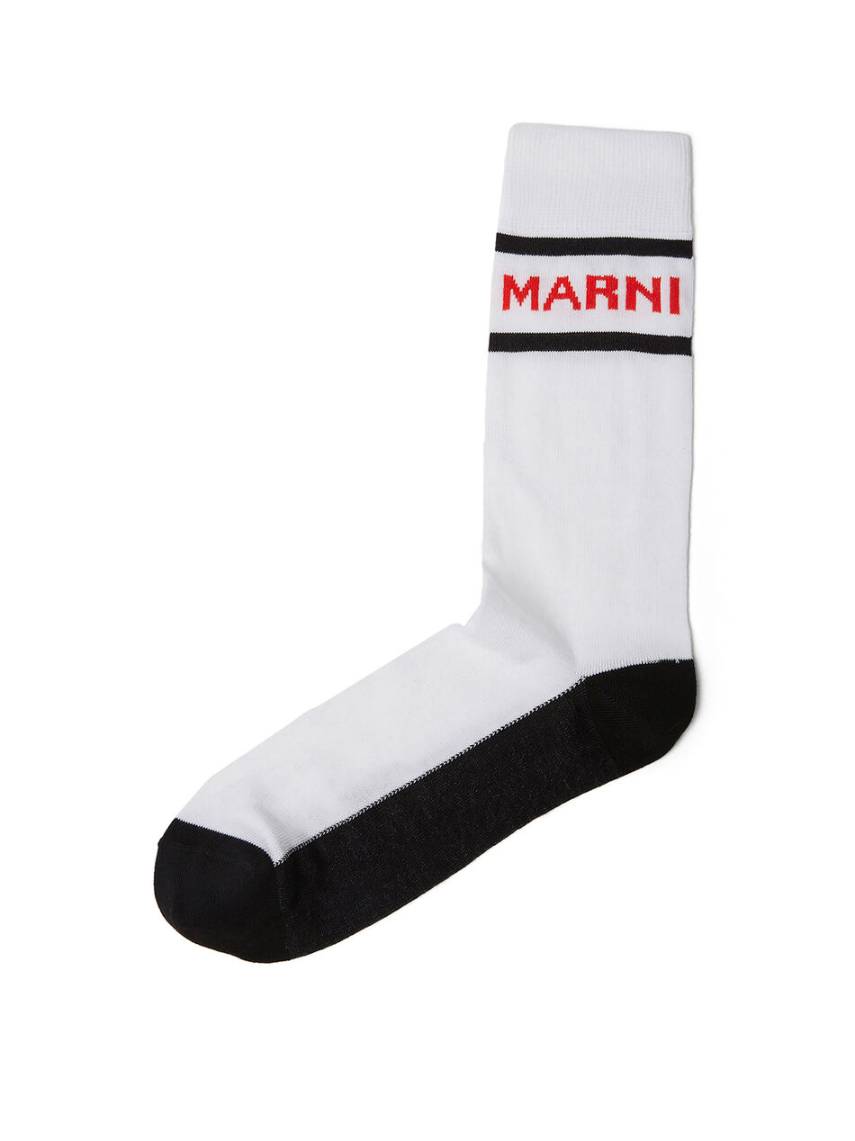 Colour Block Logo Socks in White