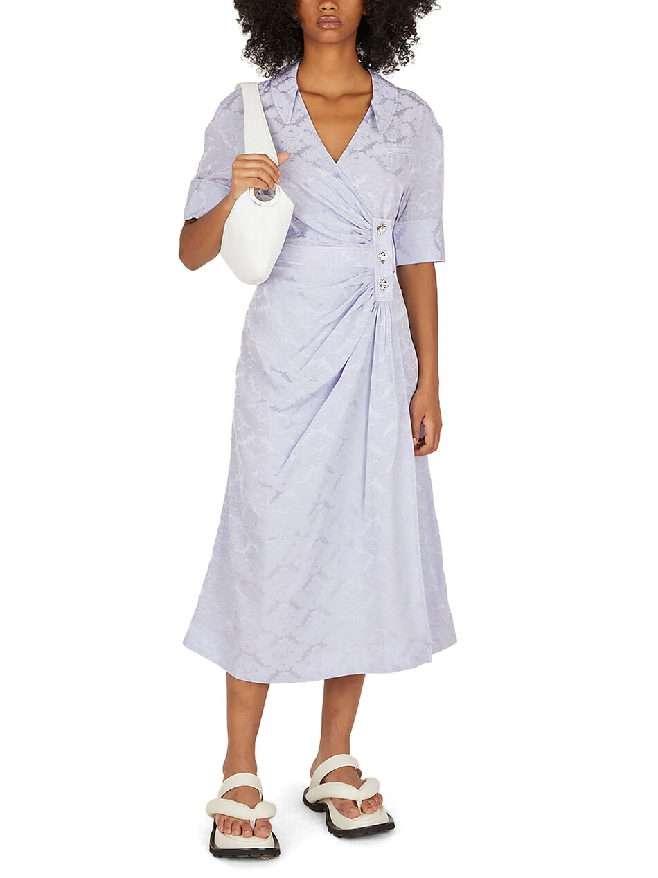 Floral Jacquard Wrap Dress