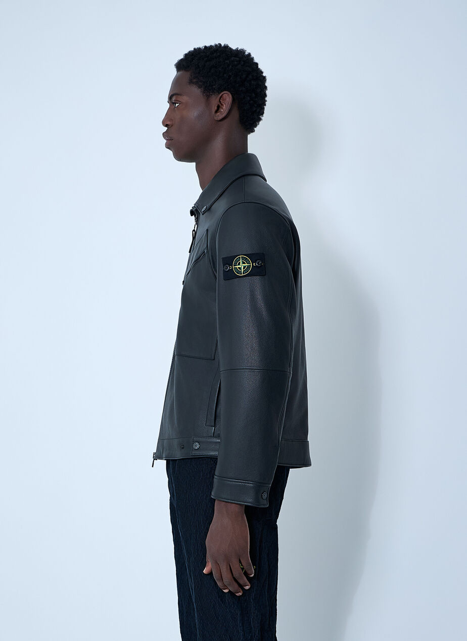 Leather Jacket With Logo Patch