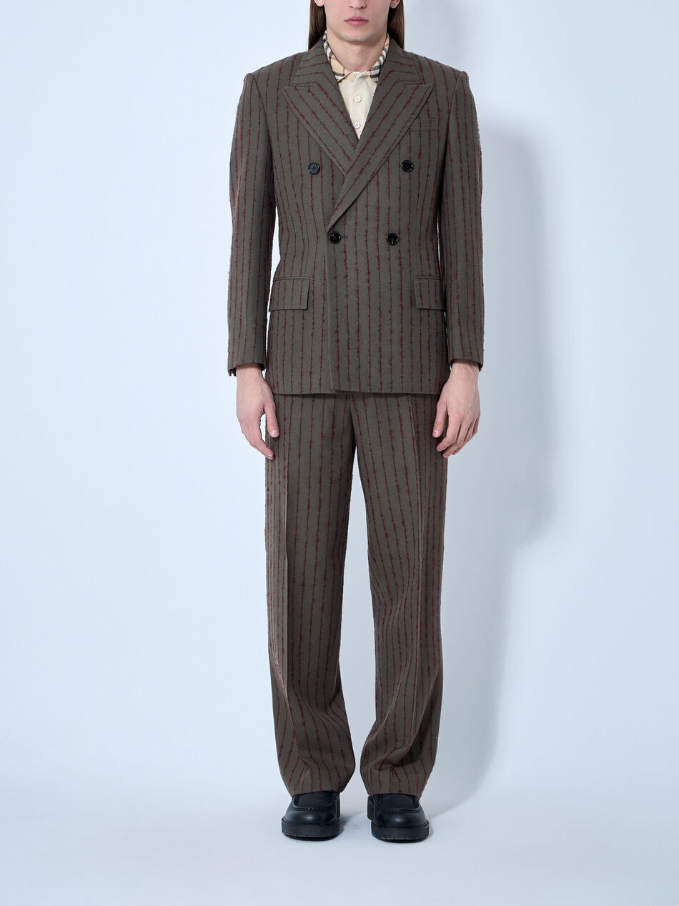 Striped Wool Tailored Blazer