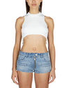 Courrèges Rib Knit Suspenders Crop Top White flcou0251041cre