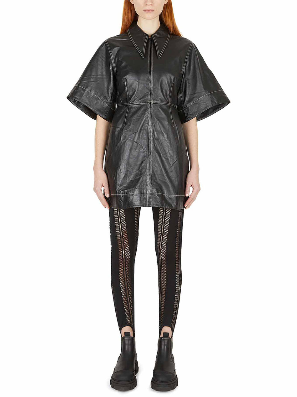 Mini Dress in Black Leather