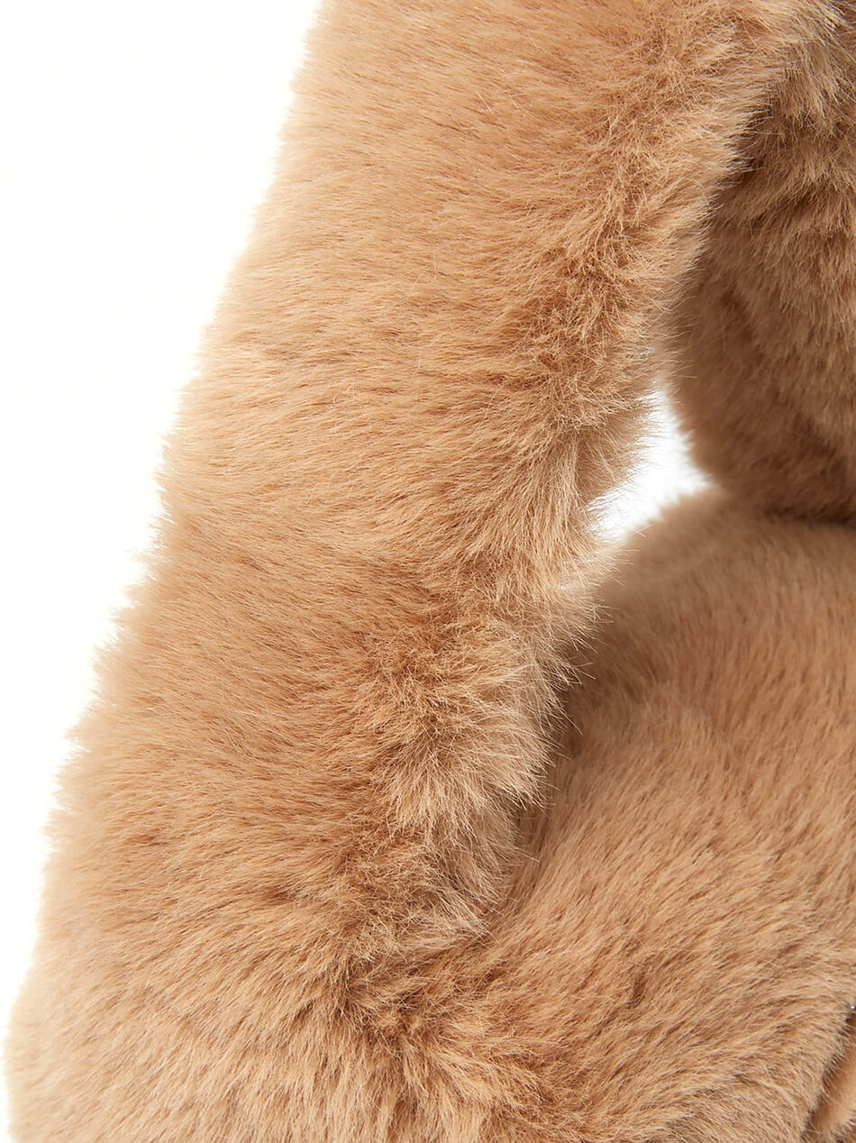Eco Faux Fur Handbag in Beige