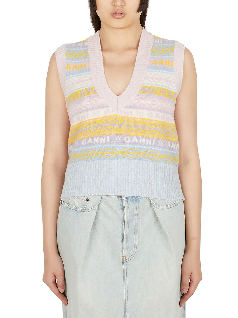 Sleeveless Sweater with Graphic Logo