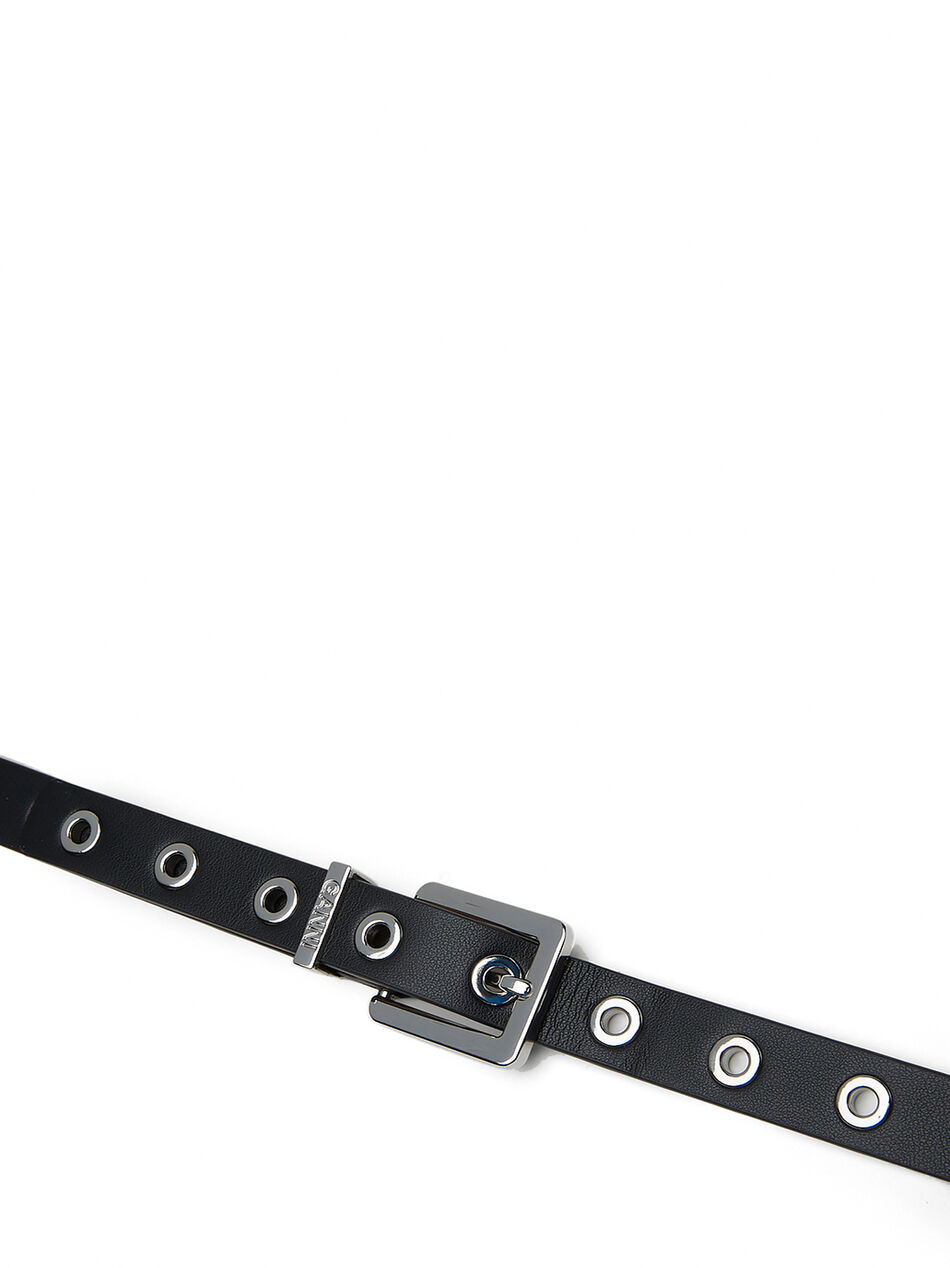 Eyelet Thin Waist Belt Black