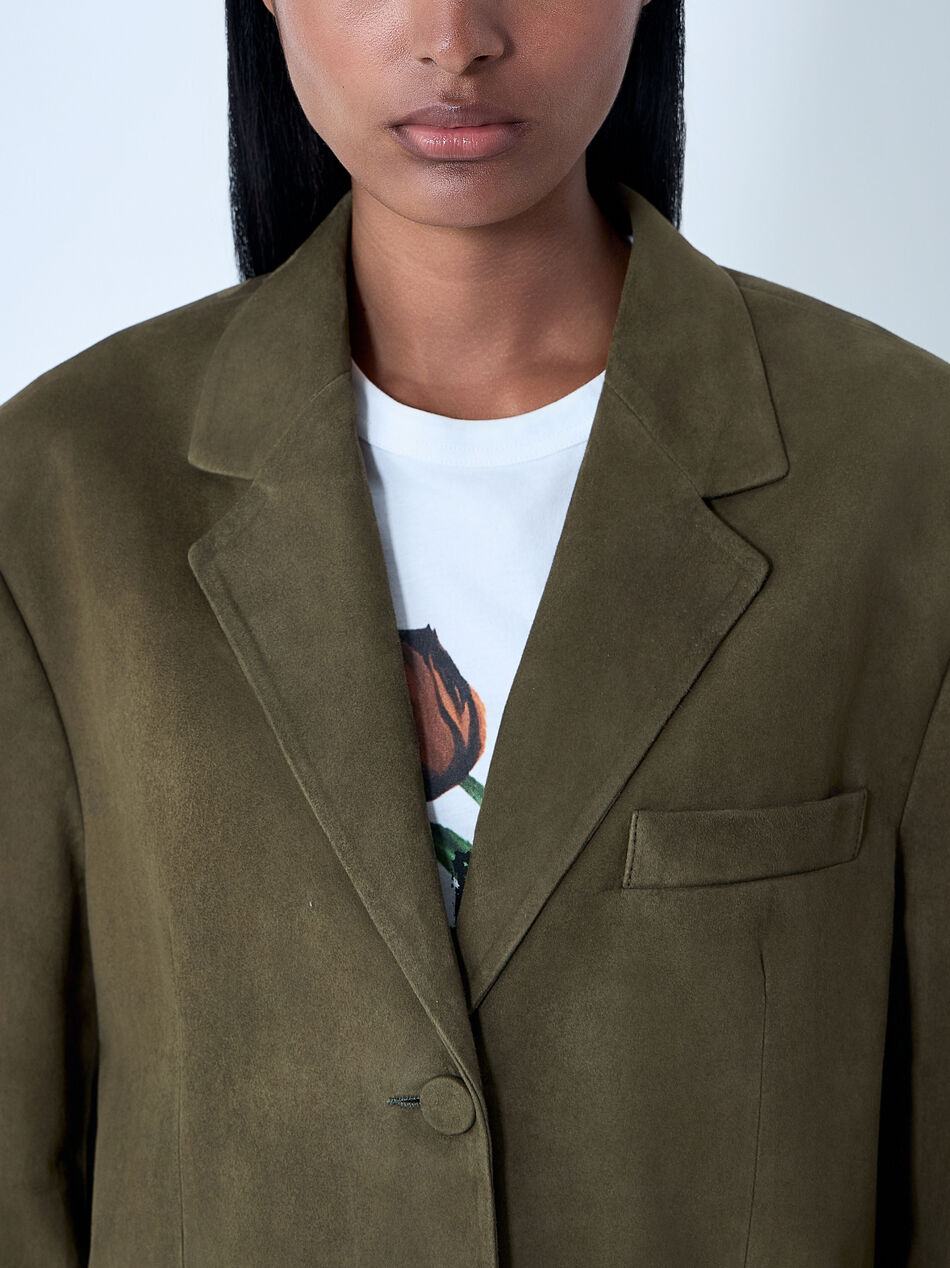 Suede Single-Breasted Blazer