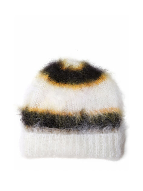 Mohair Beanie Hat in White