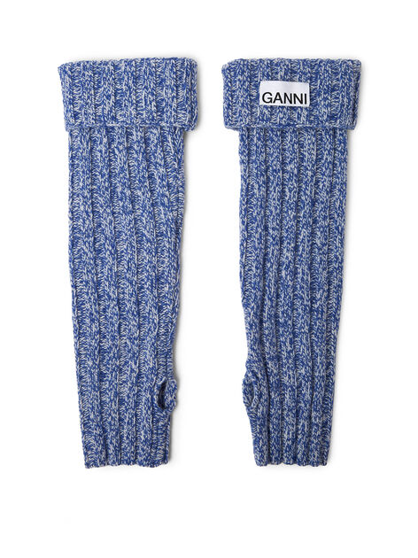 Logo Patch Ribbed Wrist Warmers