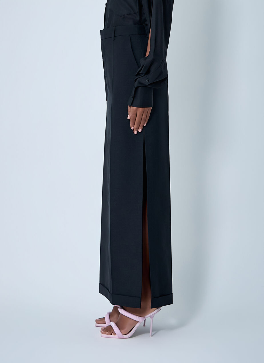 Tailored Wool-Mohair Maxi Skirt