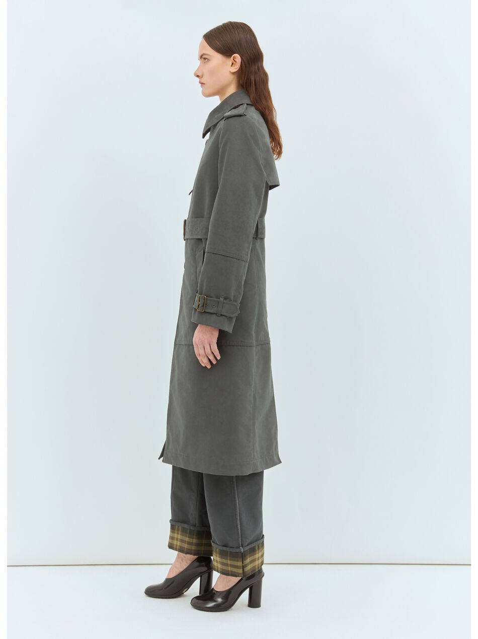 Long Cotton Nylon Trench Coat