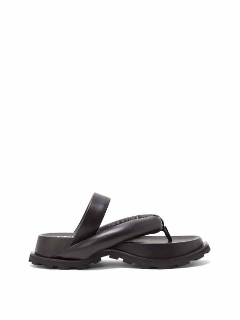 Leather Sandals With Plateau in Black