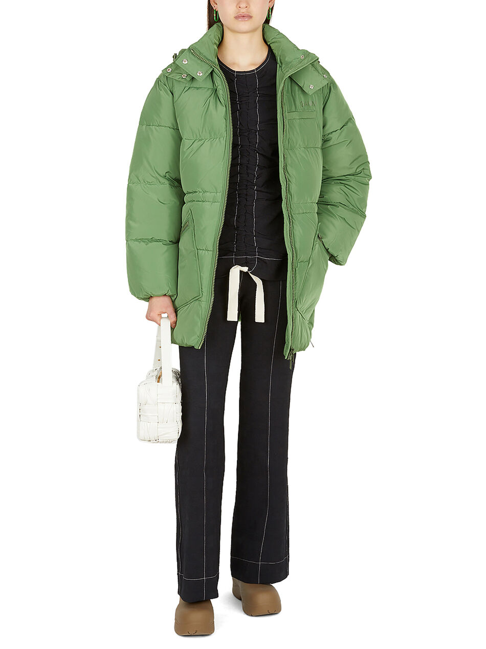 Hooded Tech Puffer Jacket in Green