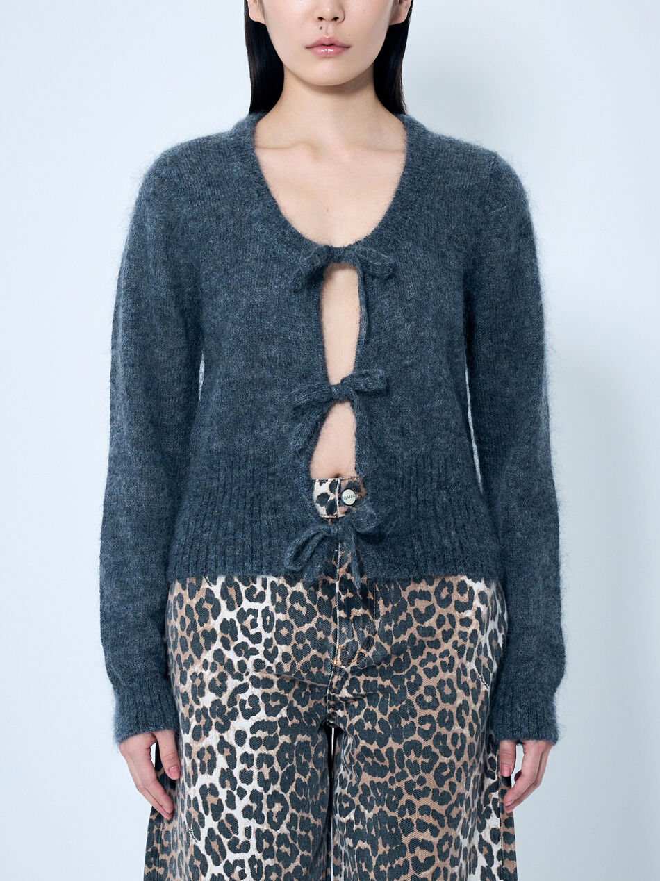 Light Mohair Tie-String Cardigan