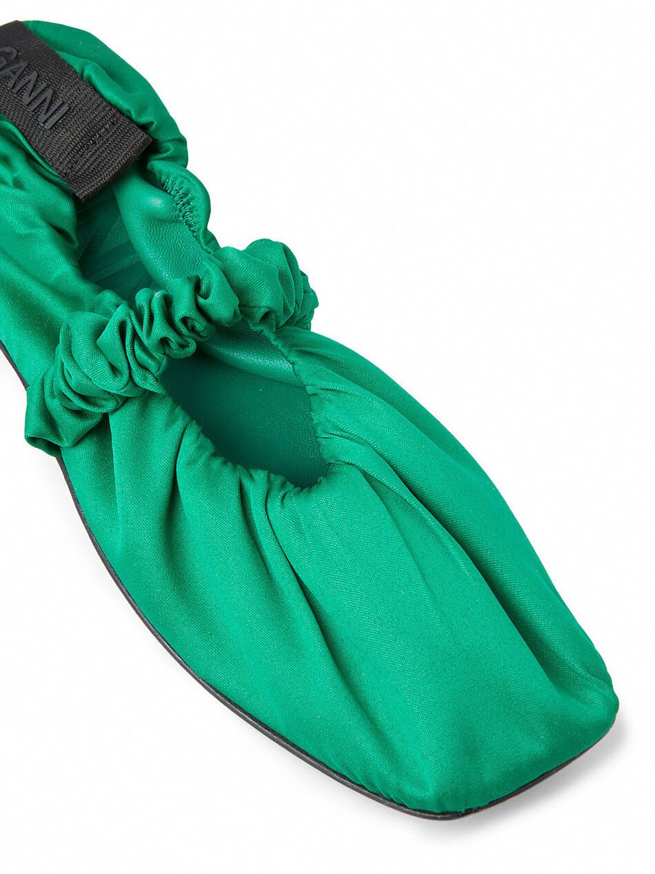 Soft Square Toe Scrunchie Ballerina Satin Kelly Green