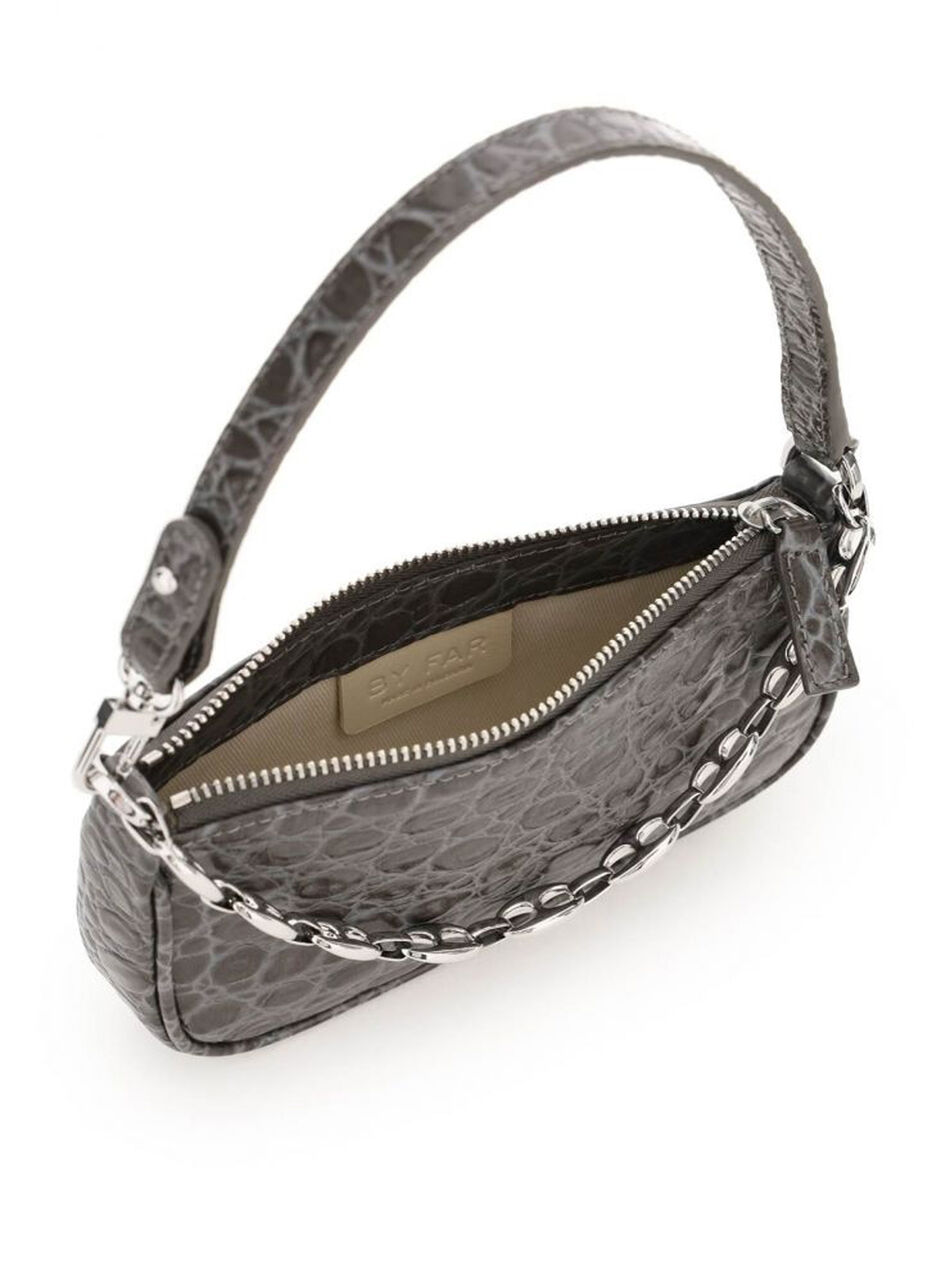 Croco Rachel Mini Shoulder Bag in Grey