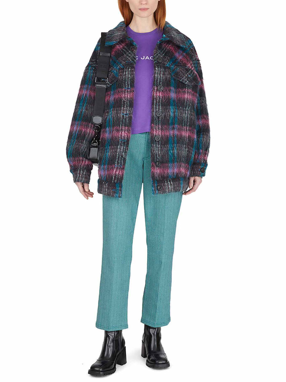 Giacca Oversize con Motivo A Quadri