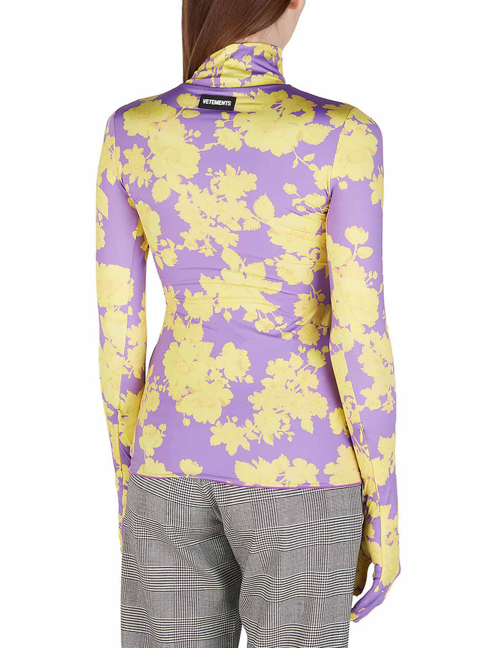 Acid Flower Stretch Top with Gloves