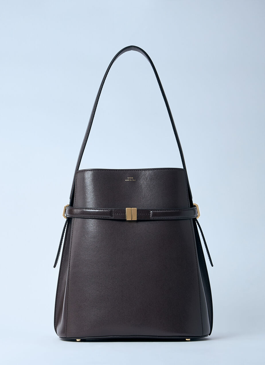 Belted Leather Bucket Bag