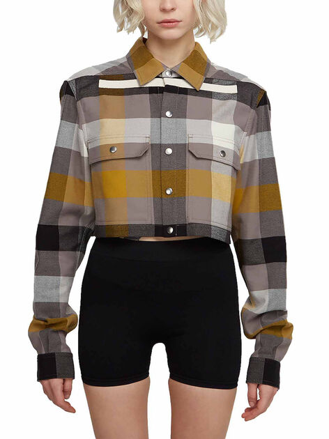 Cropped Shirt with Check Motif