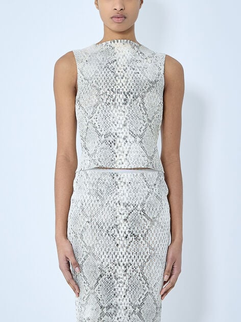 Snake-Print Embossed Tank Top