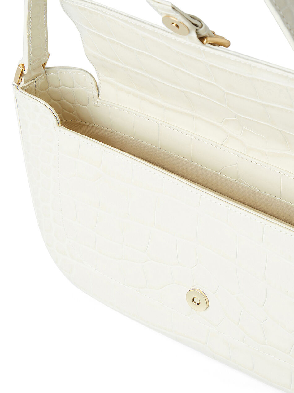 Croc Print Leather Miranda Shoulder Bag