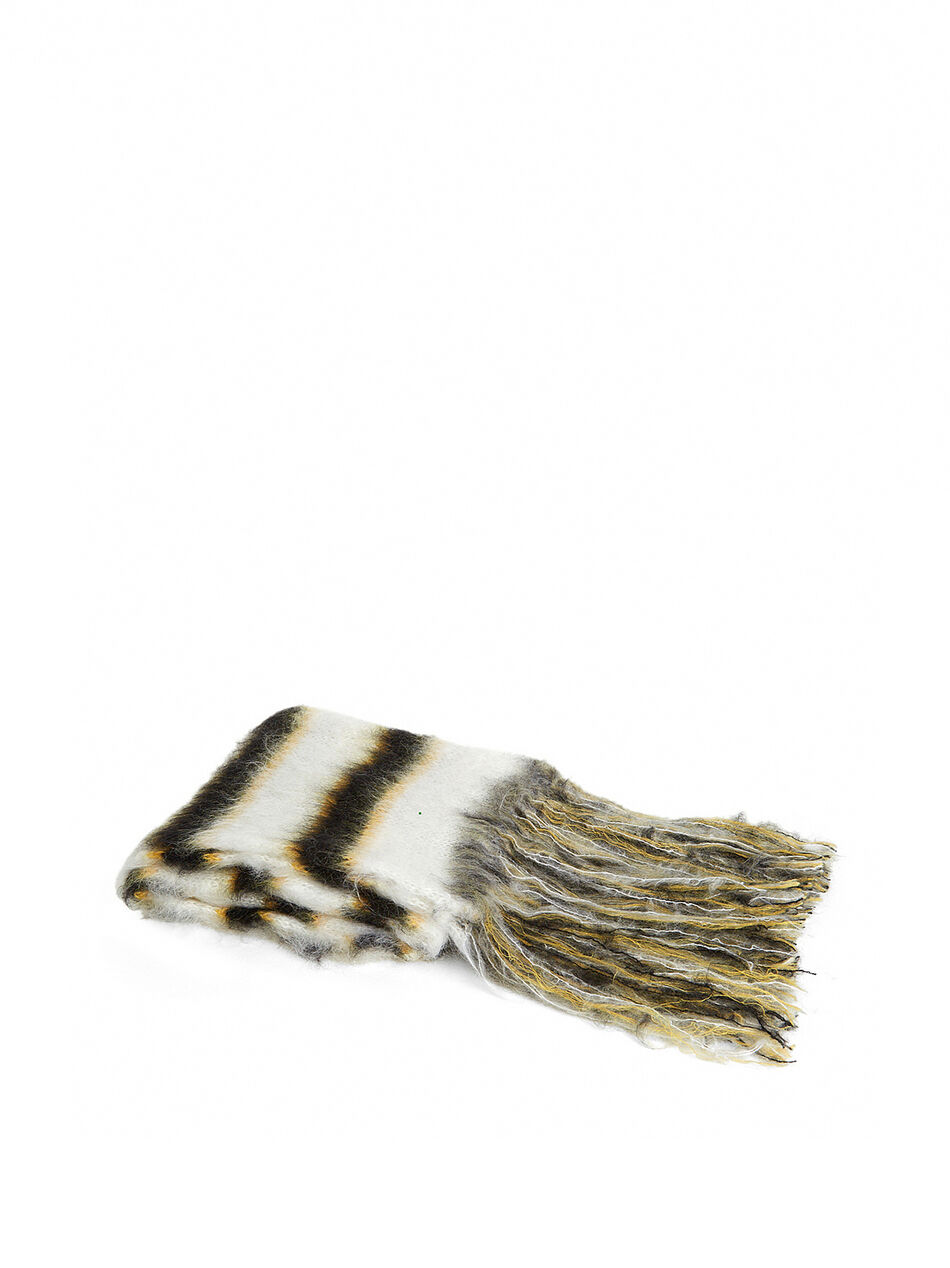 Fuzzy Stripe Scarf in White