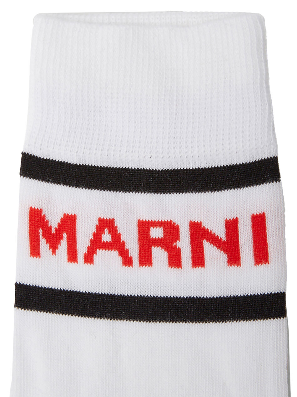 Colour Block Logo Socks in White