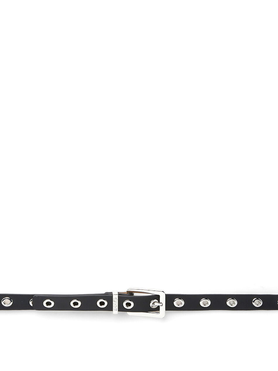 Eyelet Thin Waist Belt Black