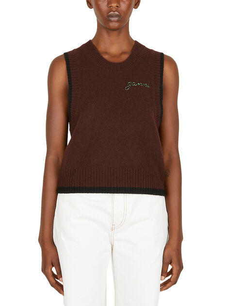 Embellished Logo Sleeveless Sweater