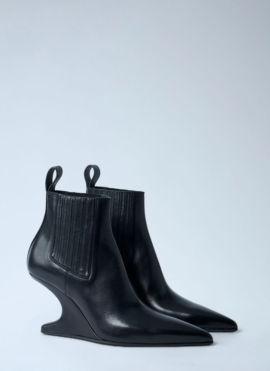 Leather Wedge Ankle Boots